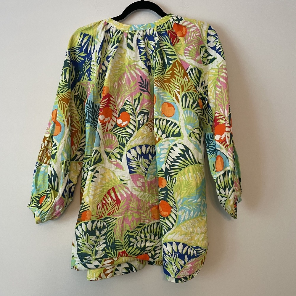 Staud Vincent Capri Tree Print Linen Top‎ Size S Fruit Tropical Resort Coastal - Picture 2 of 11
